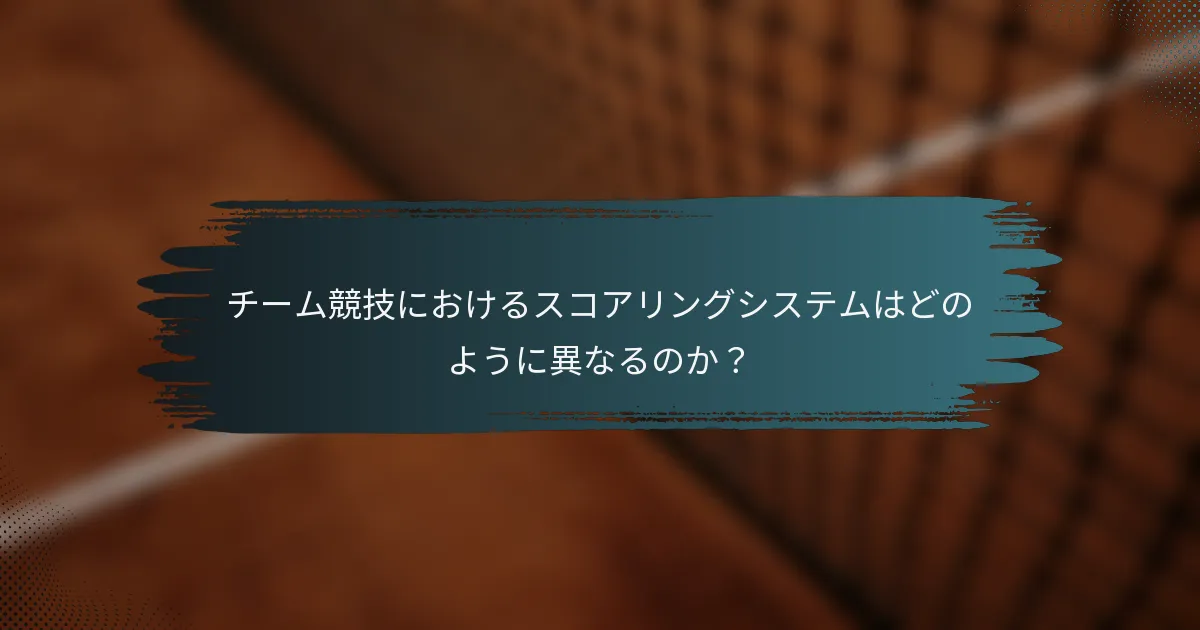 チーム競技におけるスコアリングシステムはどのように異なるのか？