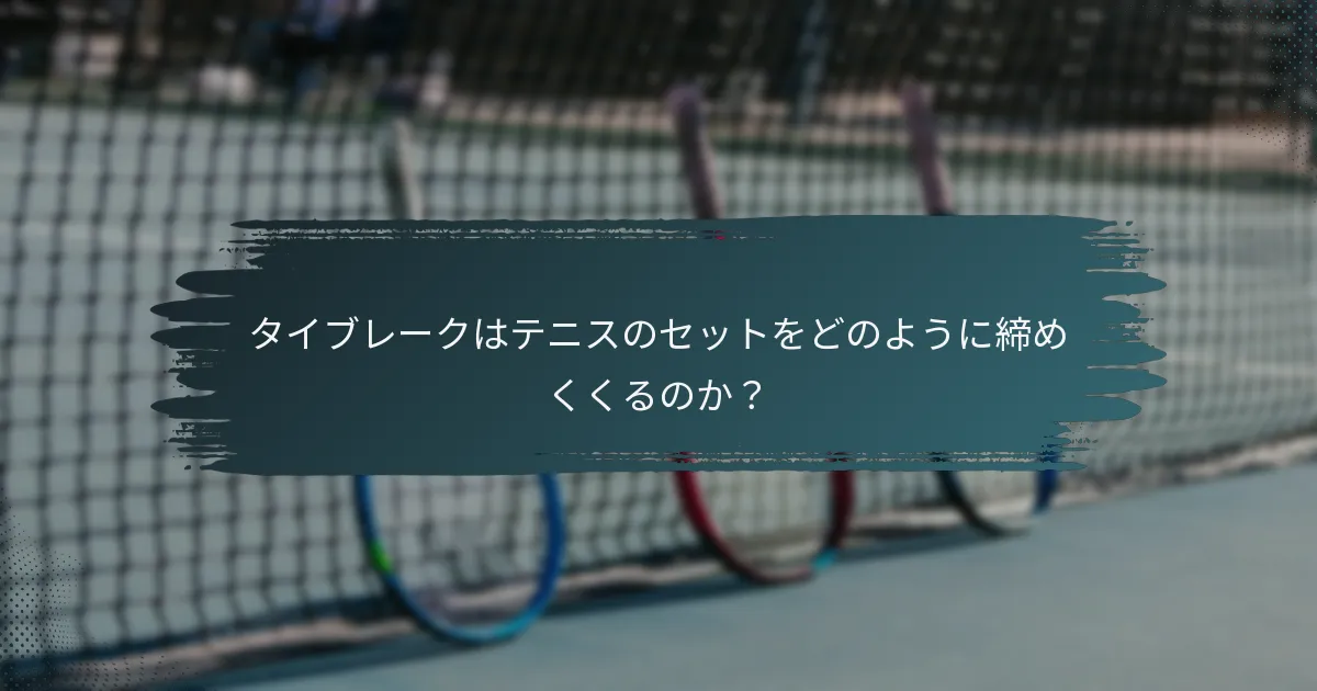 タイブレークはテニスのセットをどのように締めくくるのか？