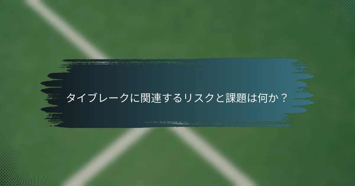 タイブレークに関連するリスクと課題は何か？