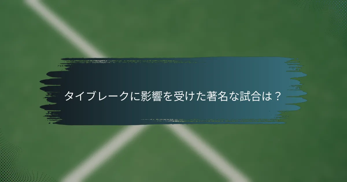 タイブレークに影響を受けた著名な試合は？