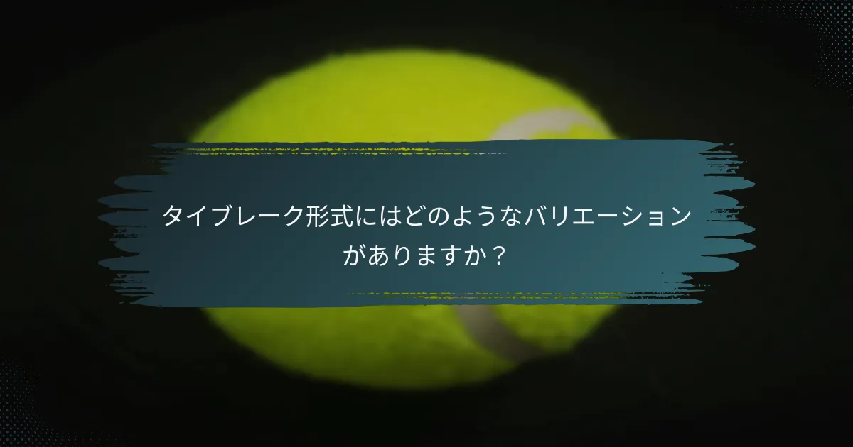 タイブレーク形式にはどのようなバリエーションがありますか？
