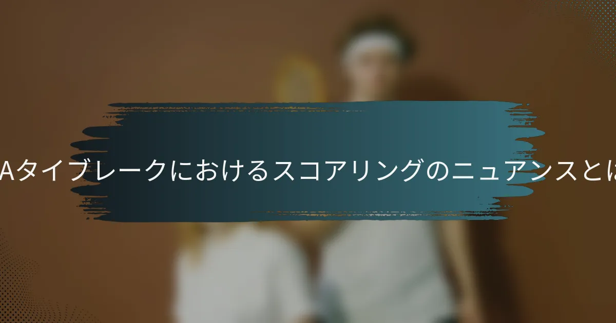 WTAタイブレークにおけるスコアリングのニュアンスとは？
