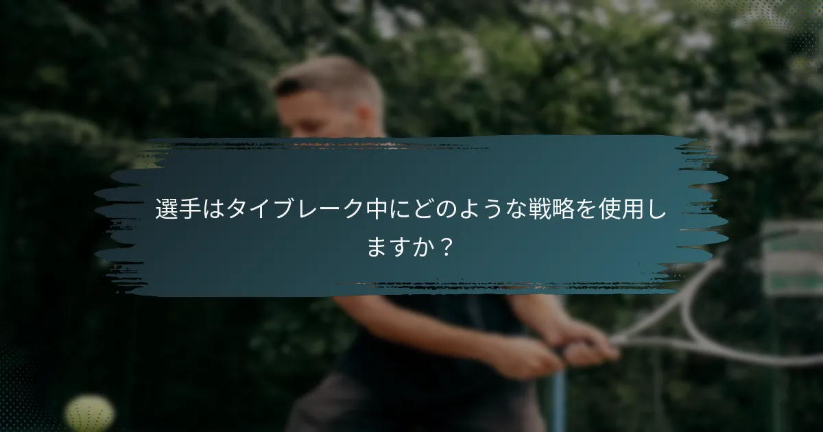 選手はタイブレーク中にどのような戦略を使用しますか？