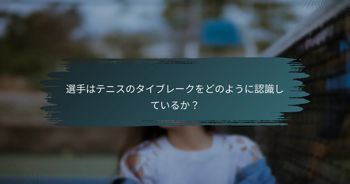 選手はテニスのタイブレークをどのように認識しているか？