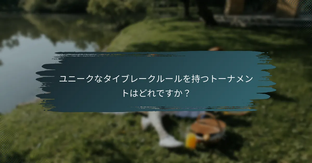 ユニークなタイブレークルールを持つトーナメントはどれですか？
