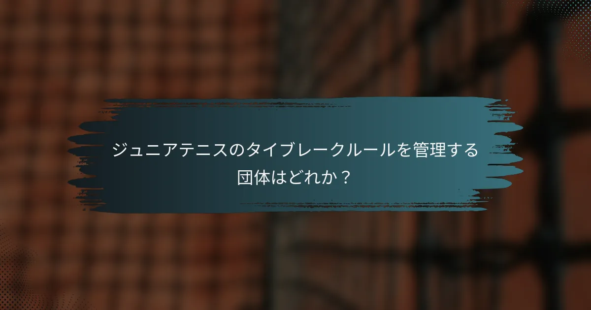 ジュニアテニスのタイブレークルールを管理する団体はどれか？